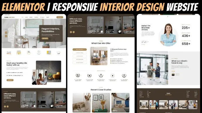website design services i will do elementor responsive interior design website